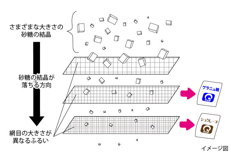 シュクレーヌ製造工程（ふるい分け工程）