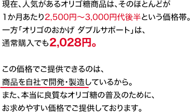 一方「オリゴのおかげ ダブルサポート」は、通常購入でも1,480円。