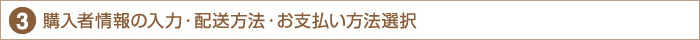 購入者情報入力・配送方法・お支払い方法選択