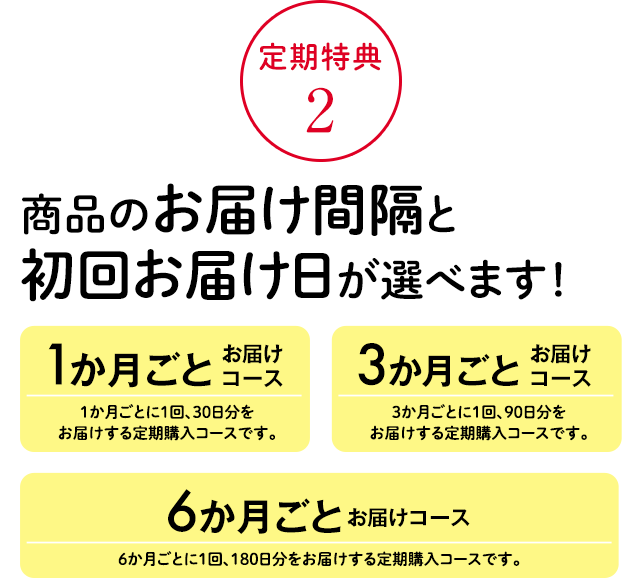 定期特典2 商品のお届け間隔が選べます！